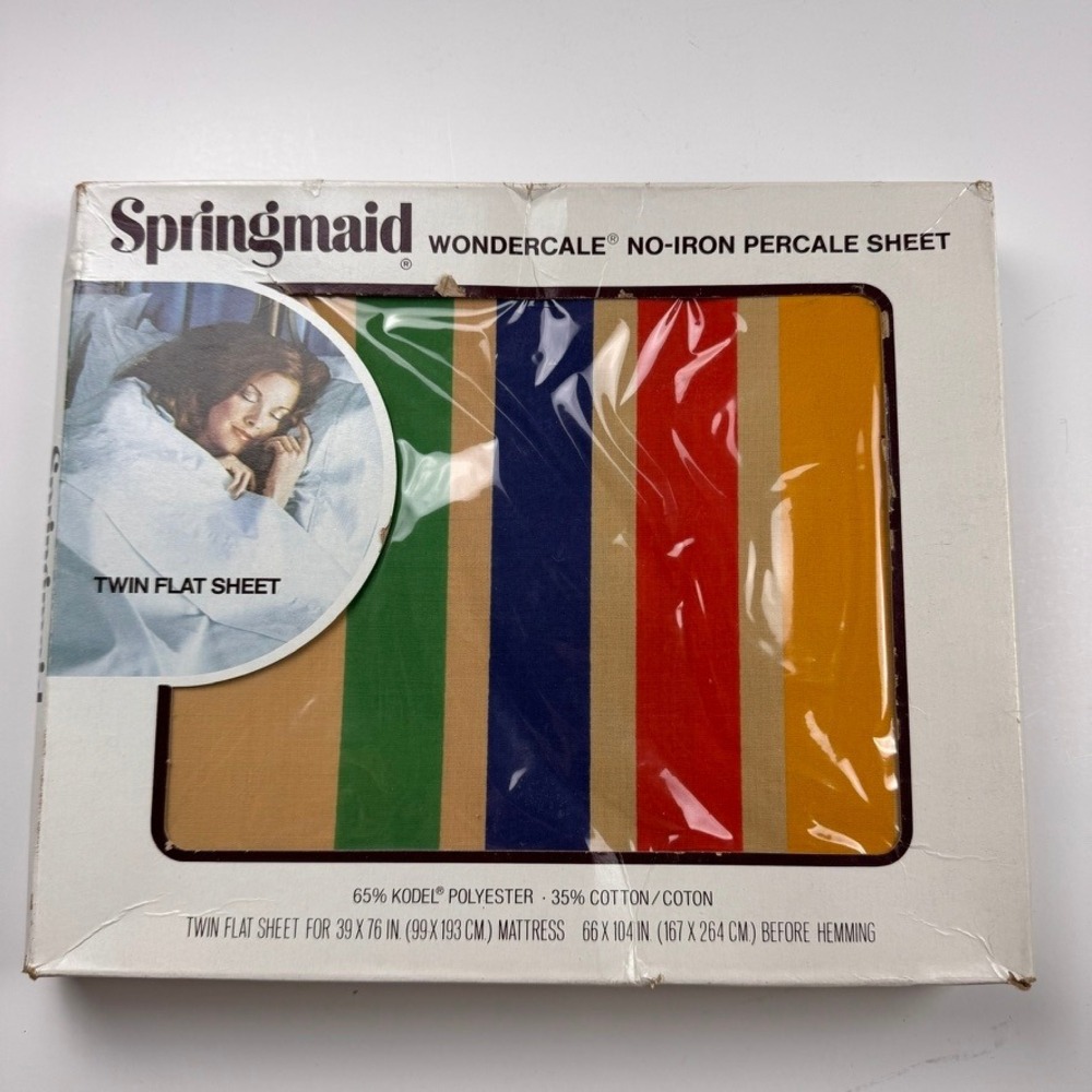 Springmaid Wondercale Twin Flat Sheet Thoroughbred Pacer Striped Vintage